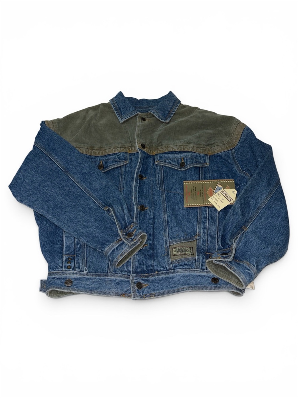 Vintage Jordache Blue Denim Jacket with Corduroy Olive Yoke Size Medium New